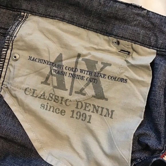 Armani Exchange AX Patchwork Denim Boot cut Jeans Flap Back Pockets Size 12 - Picture 5 of 8